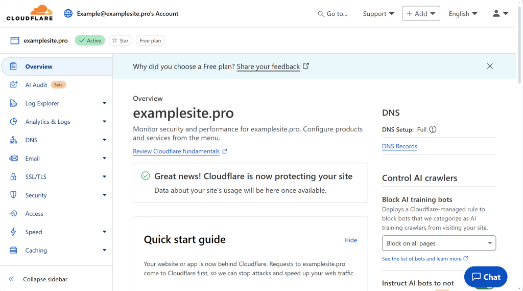 Cloudflare 站点状态变成 Active
