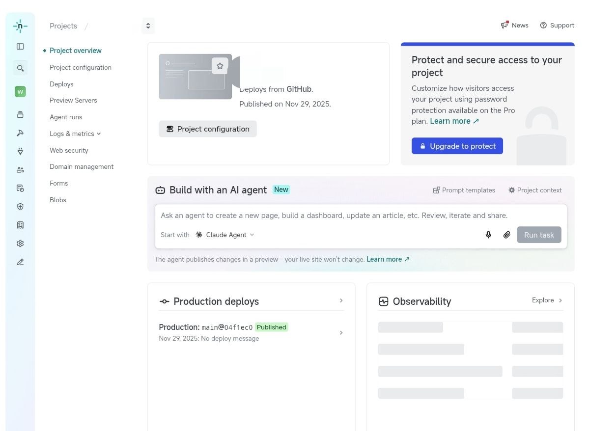 Netlify 项目概览页面截图
