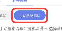 弹幕测试页中只高亮手动匹配测试按钮的截图